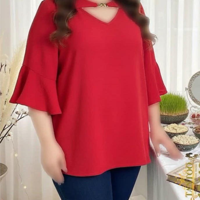 شومیز سایز بزرگ، جنس ابروبادی وارداتی T 12113