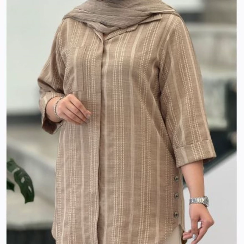 شومیز مانتویی سایز بزرگ، جنس صوفیا کوک دوزی S