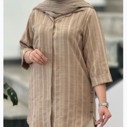 شومیز مانتویی سایز بزرگ، جنس صوفیا کوک دوزی S