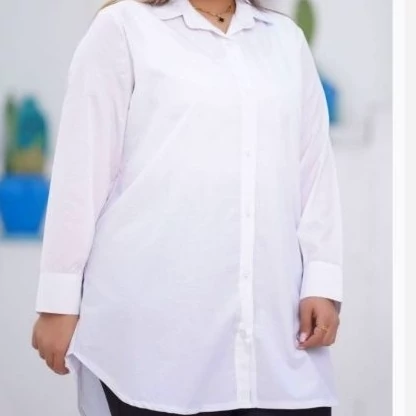 شومیز سایز بزرگ یقه کلاسیک، جنس تترون S
