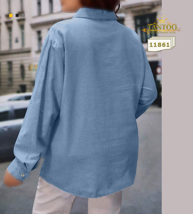 شومیز مانتویی سایز بزرگ، جنس لی کاغذی کشی 11861 T