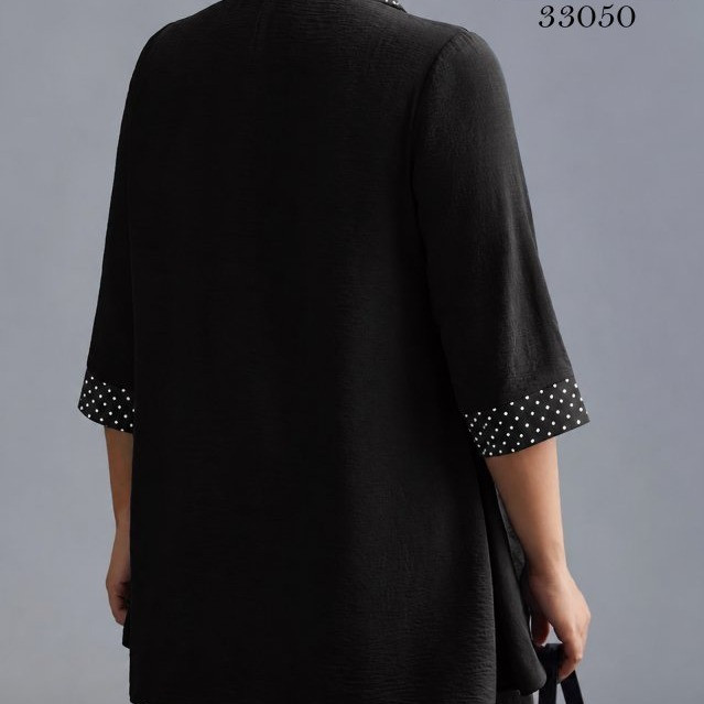 شومیز زیر و روی خالدار مشکی، جنس کریشه و سوپر سیترون 33050 B